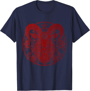 Baphomet Goat Pentagram Satanist Halloween Metal Head T-Shirt - T-Shirt | Navy