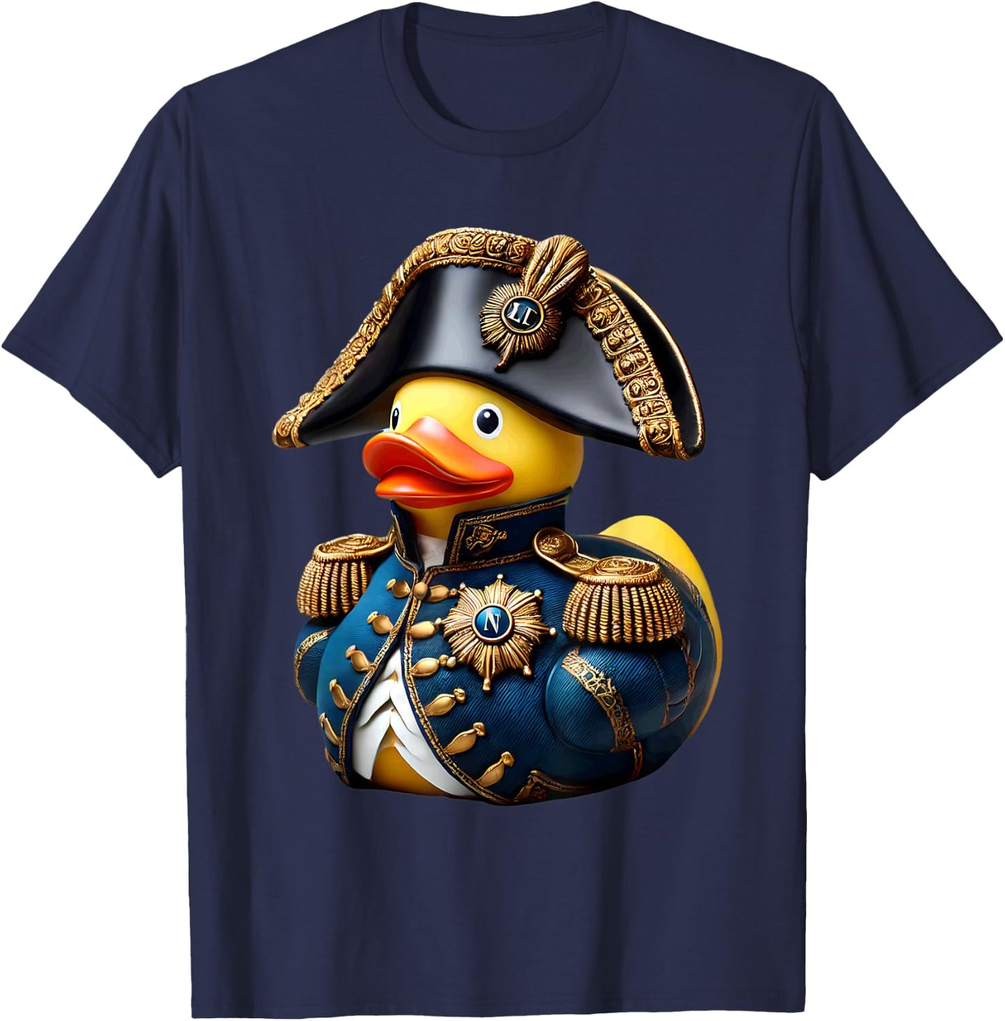 Blue Cartoon Halloween Funny Rubber Duck Dressed as Napoleon Bonaparte Short Sleeve Small T-Shirt - T-Shirt | Navy
