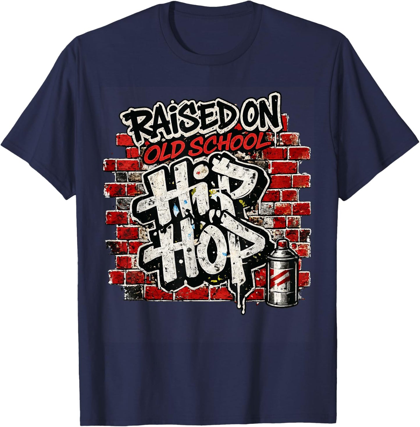 Raised On Old School Hip Hop T-Shirt - T-Shirt | Navy