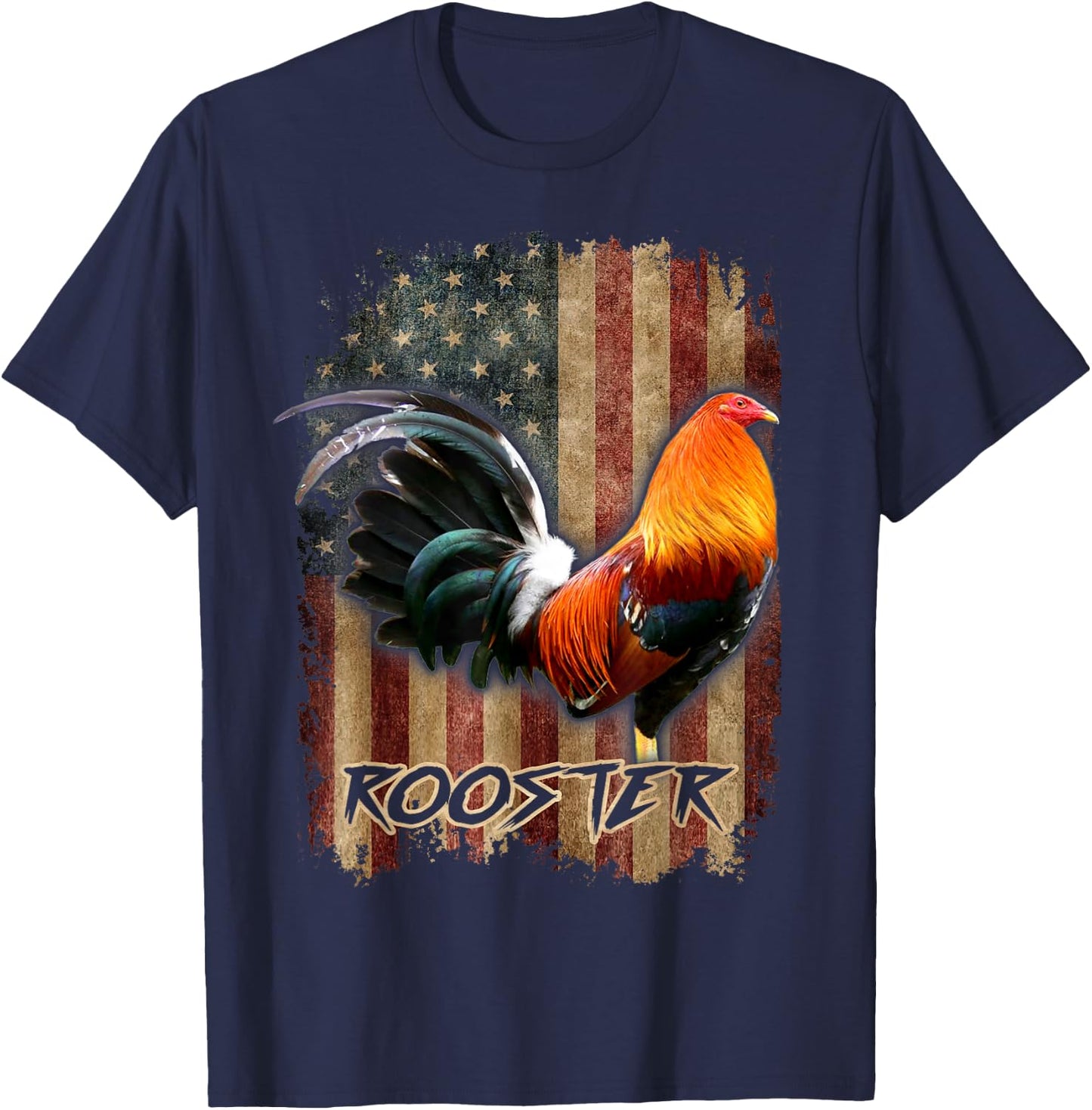 Rooster Shirt Cock Fight US Flag T-Shirt - T-Shirt | Navy