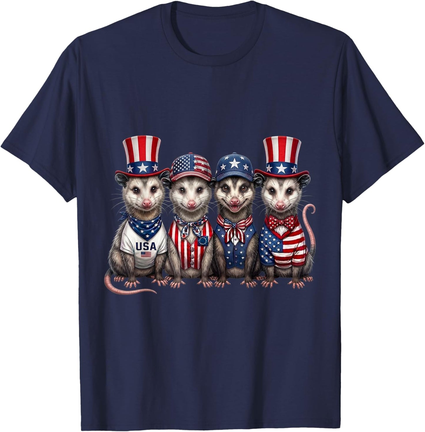 Opossum 4th of July Patriotic Funny Men Women Kids T-Shirt - T-Shirt | Navy