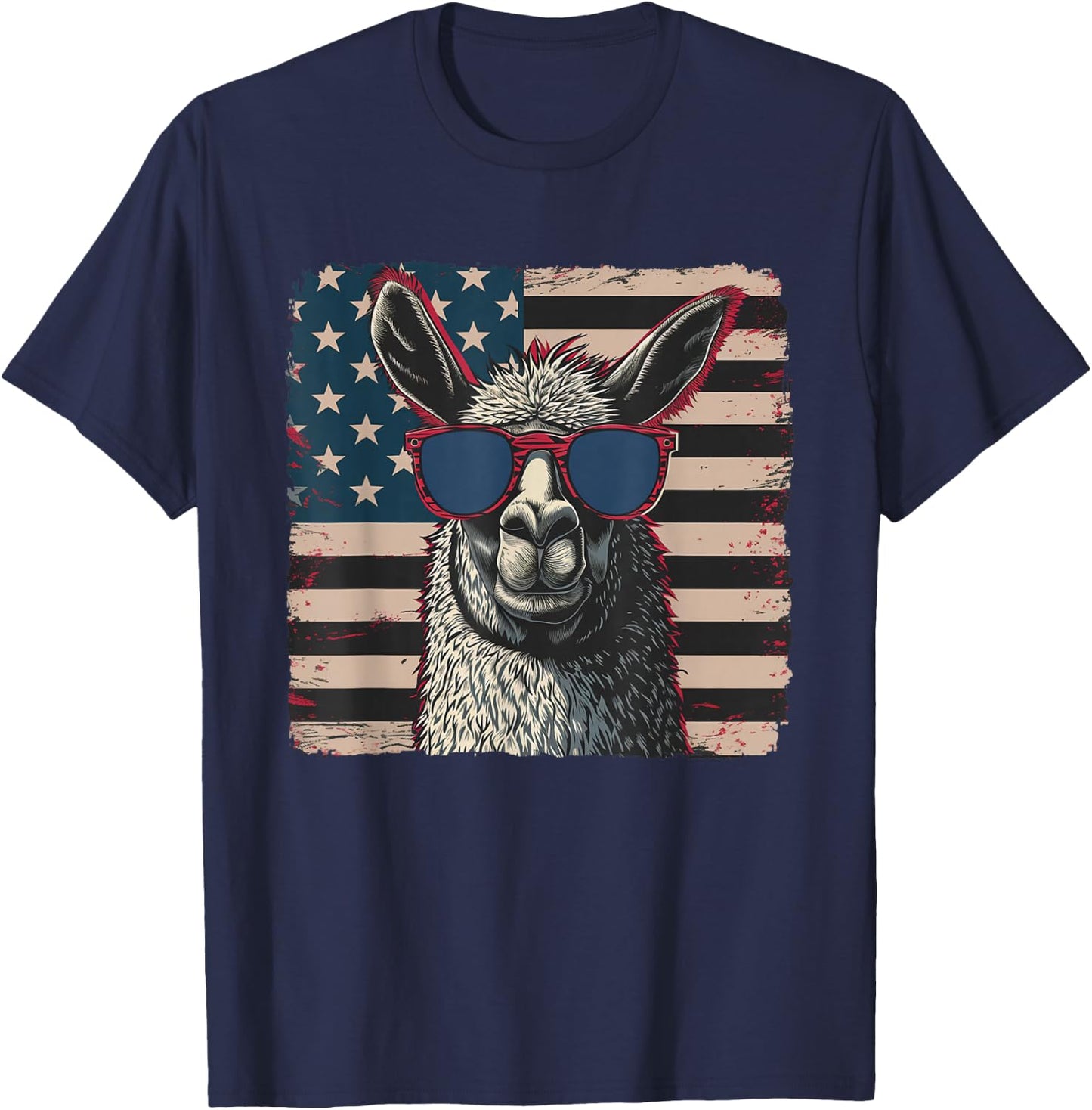 USA Flag Patriotic Llama Shirt Fourth of July Men Women Kids T-Shirt - T-Shirt | Navy