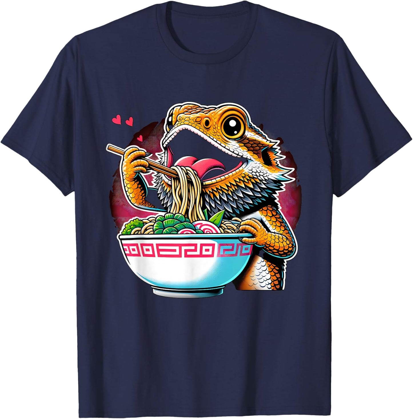 Kawaii Anime Bearded Dragon Ramen T-Shirt - T-Shirt | Navy