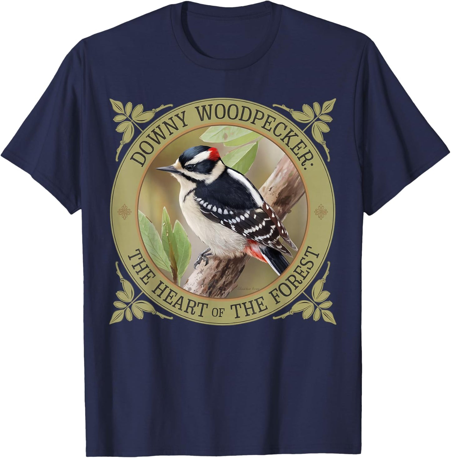 Downy Woodpecker – Nature Lover’s Bird Design T-Shirt - T-Shirt | Navy
