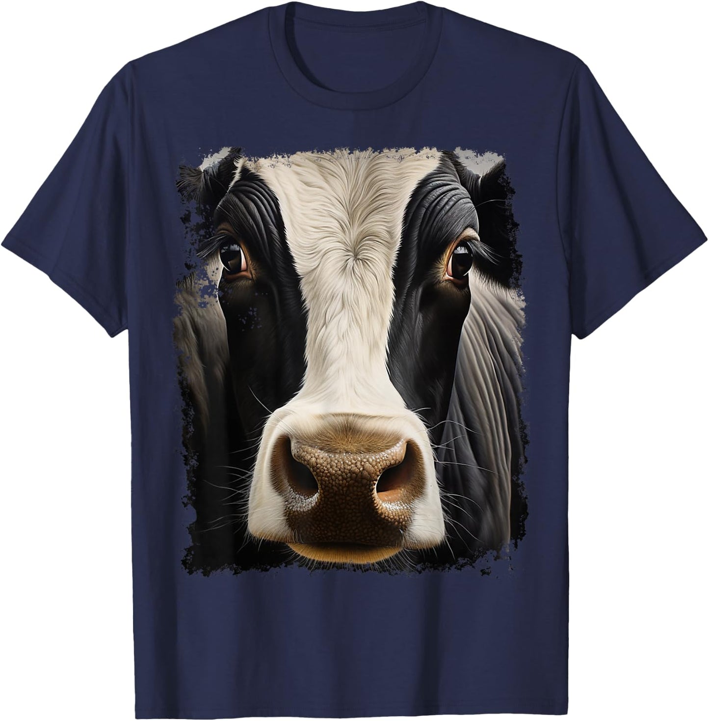 Noah&Friends Women's -Kids Black Animal Print Cow T-Shirt - T-Shirt | Navy