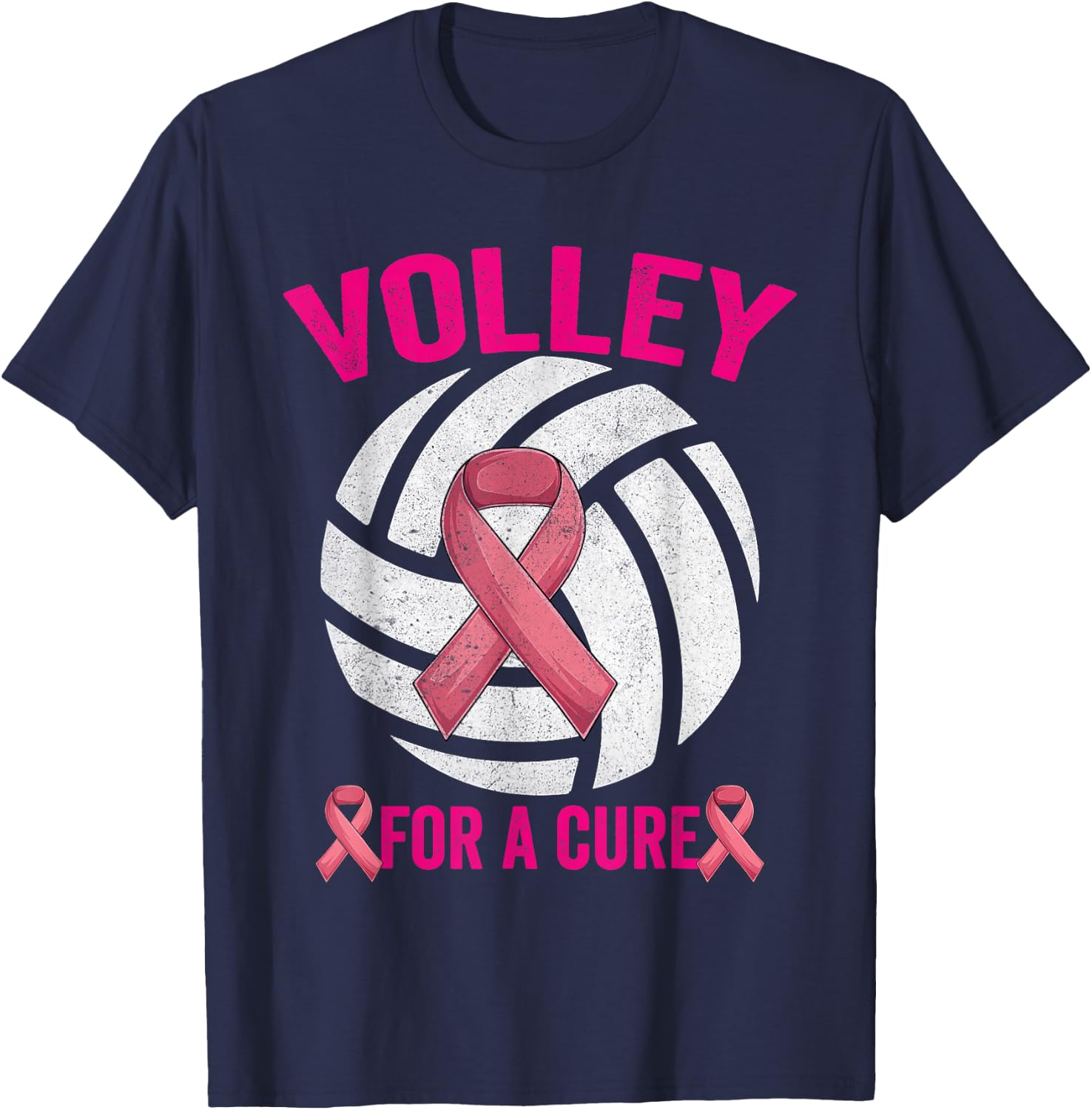 Volley For A Cure Volleyball Breast Cancer Awareness T-Shirt - T-Shirt | Navy