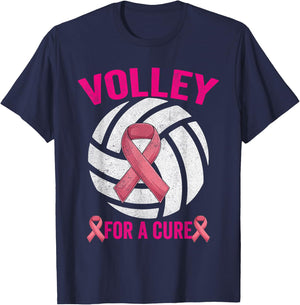 Volley For A Cure Volleyball Breast Cancer Awareness T-Shirt - T-Shirt | Navy