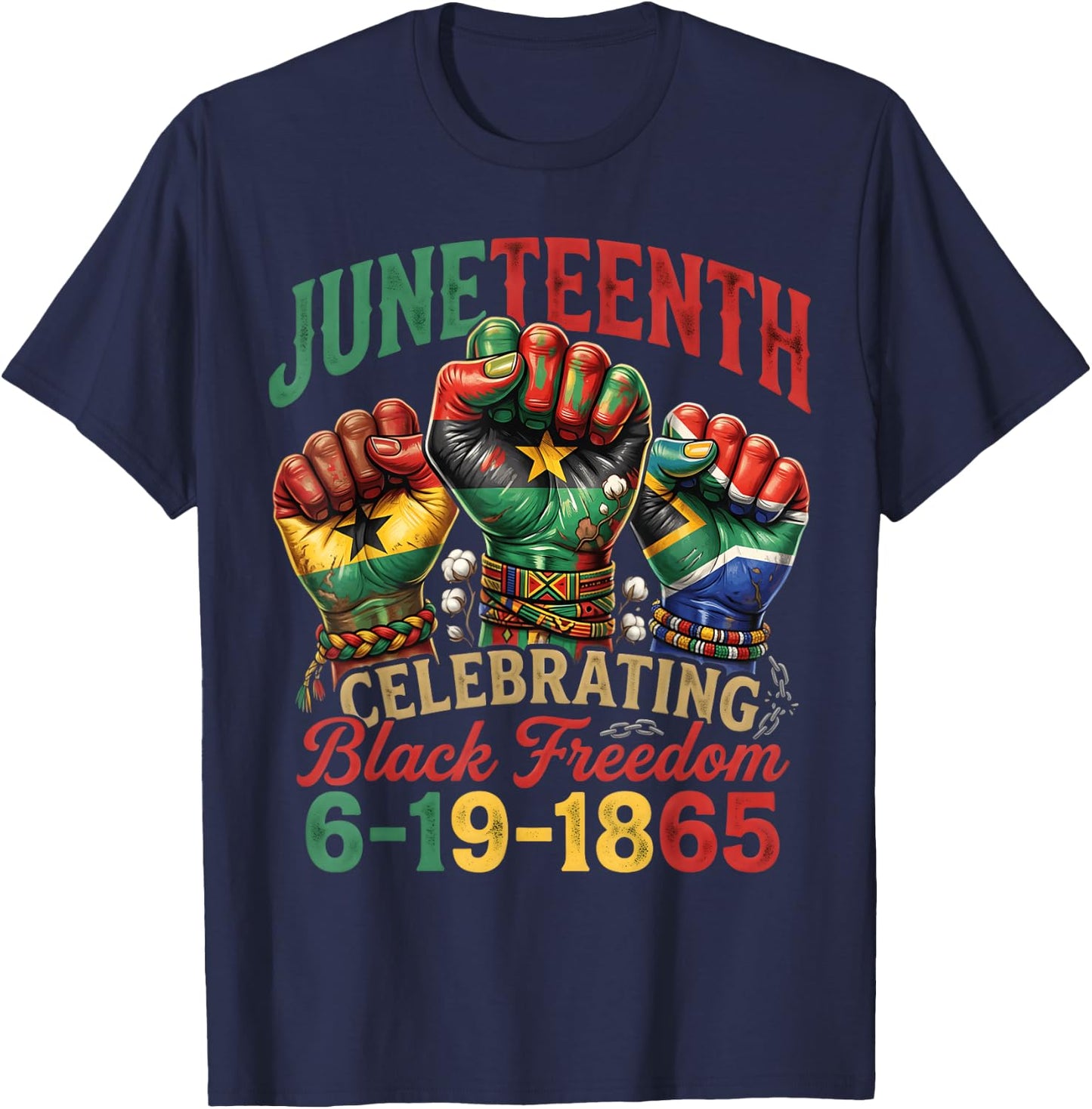 Juneteenth Celebrating Black Freedom Juneteenth 1865 T-Shirt - T-Shirt | Navy