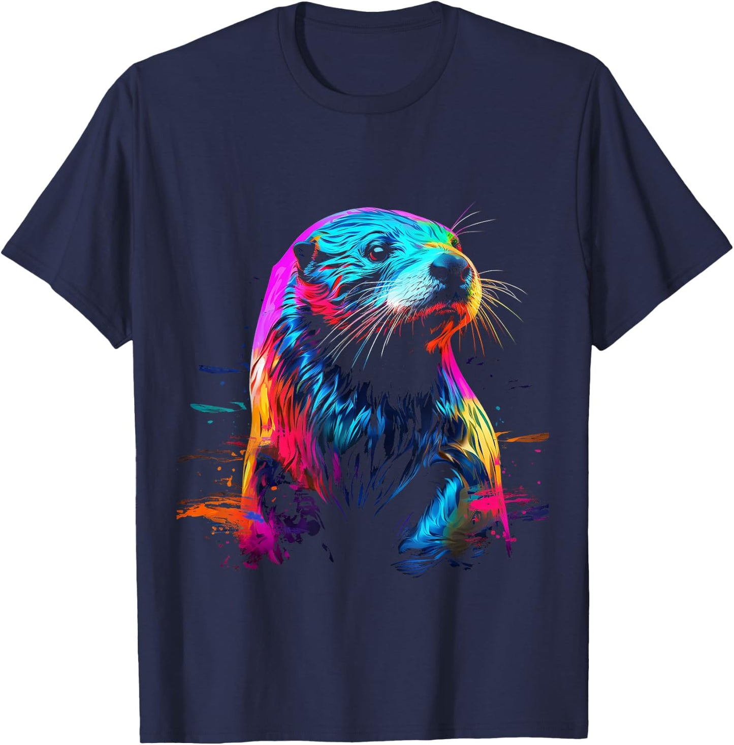 Otter Wildlife Colorful Design Otter Lover Wildlife Otter T-Shirt - T-Shirt | Navy