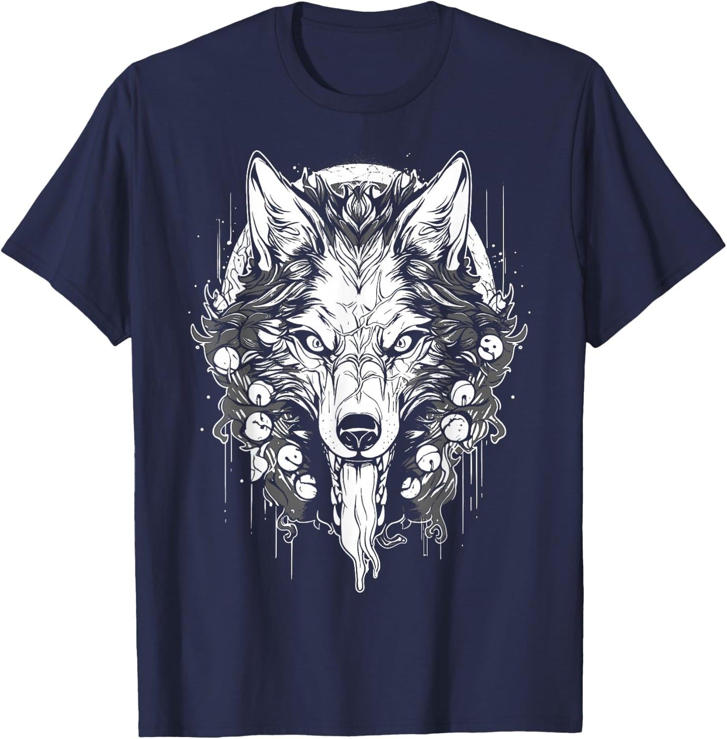 Occult Horror Alt Aesthetic Witchy Gothic Furry Wolves Wolf T-Shirt - T-Shirt | Navy