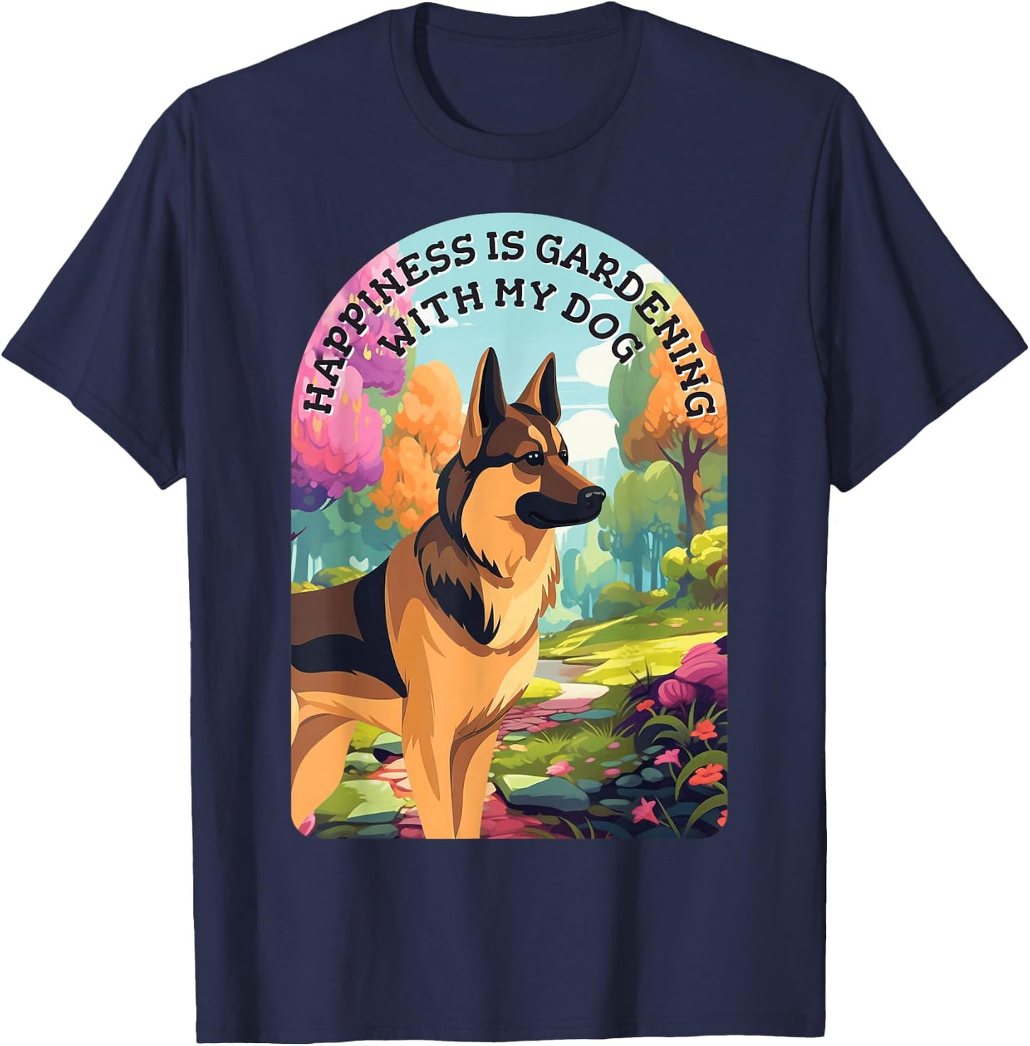 German Shepherd Garden T-Shirt - T-Shirt | Navy