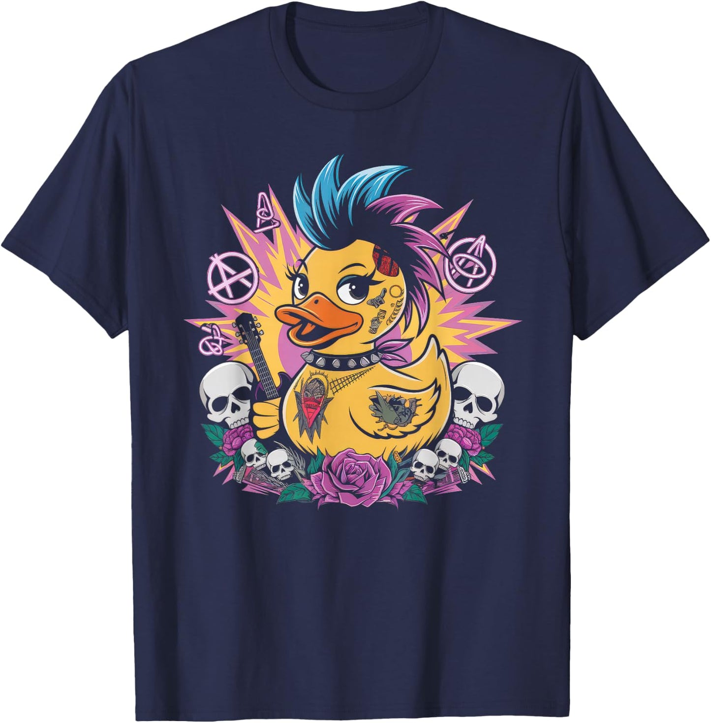 Punk Femmes Masculin Canard Rock Rock Canard Anarchy T-Shirt - T-Shirt | Navy