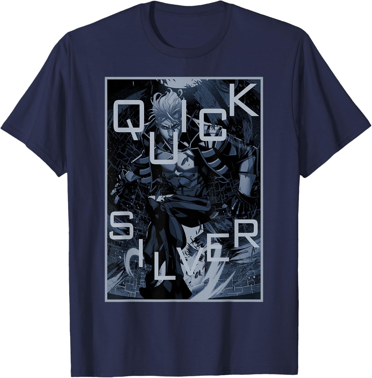 Marvel X-Men Quicksilver The Blink of an Eye Poster T-Shirt - T-Shirt | Navy