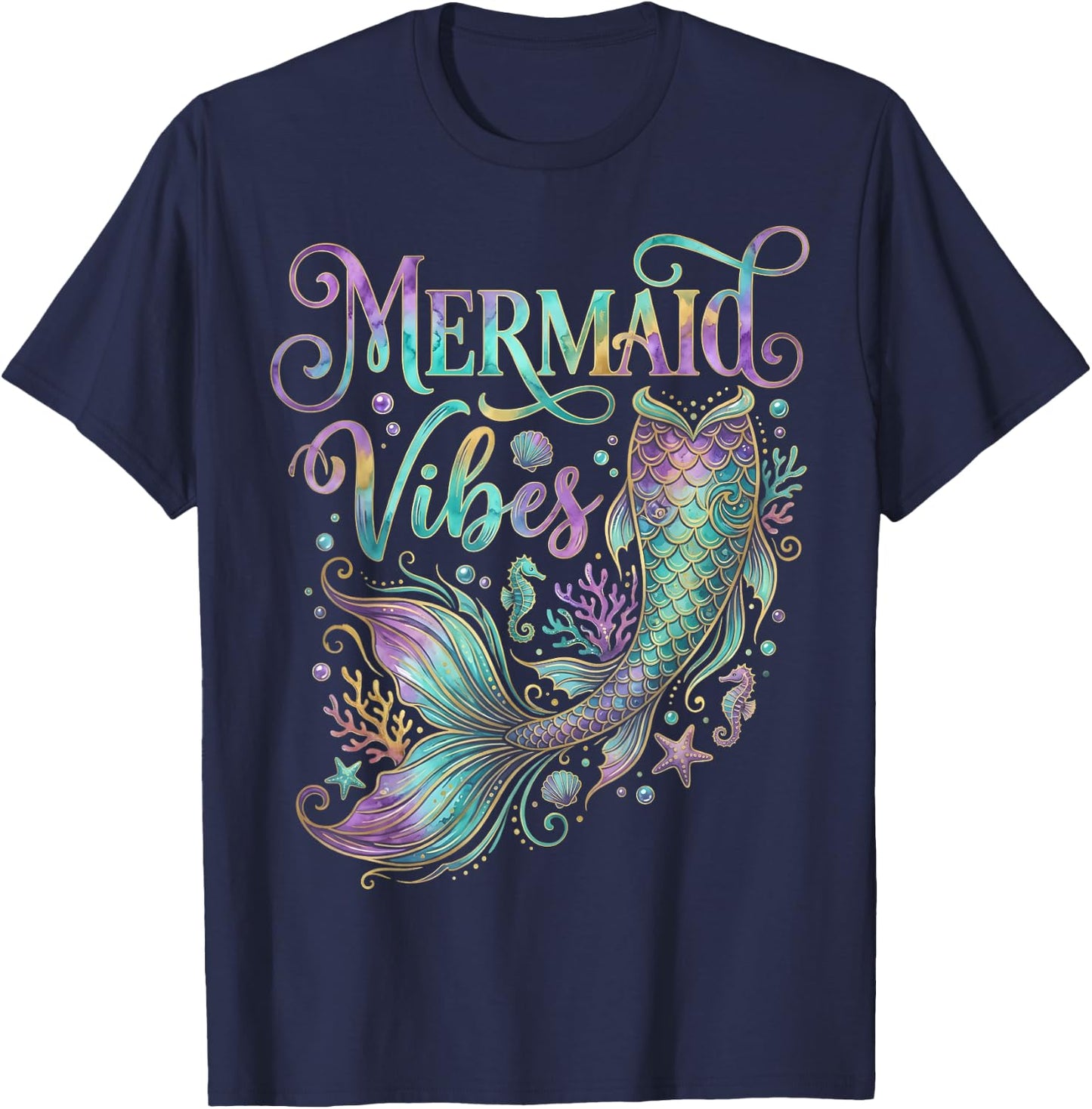 Sea Mermaid Lover - Mermaid Vibes T-Shirt - T-Shirt | Navy