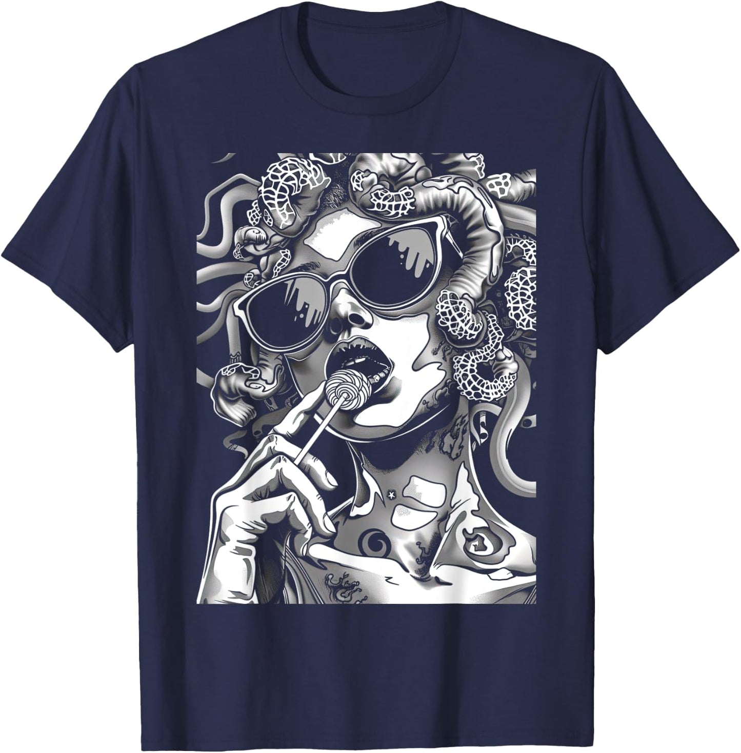 Medusa Gorgon Greek Mythology T-Shirt - T-Shirt | Navy