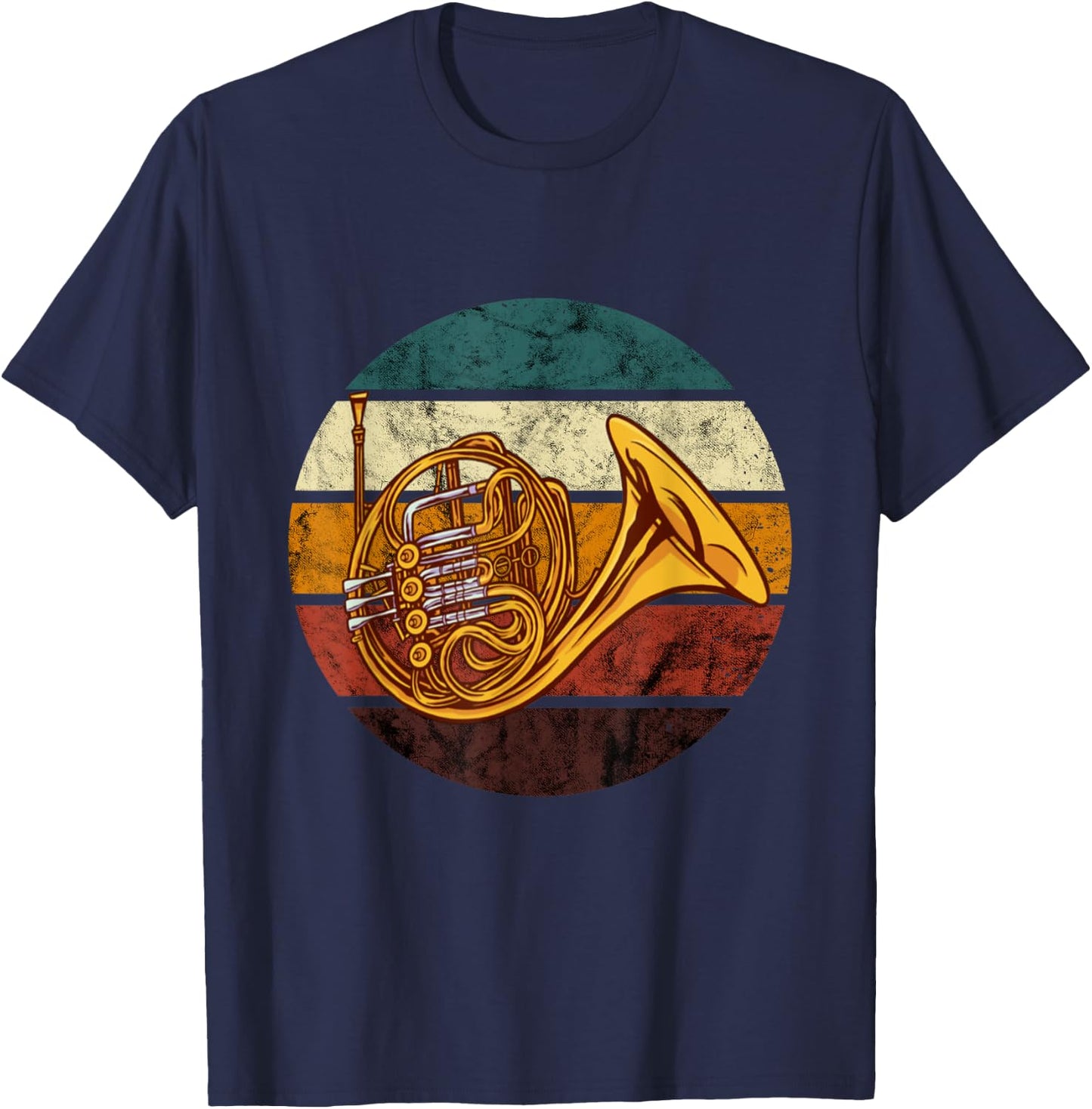 French Horn Player Retro Brass Instrument French Horn T-Shirt - T-Shirt | Navy