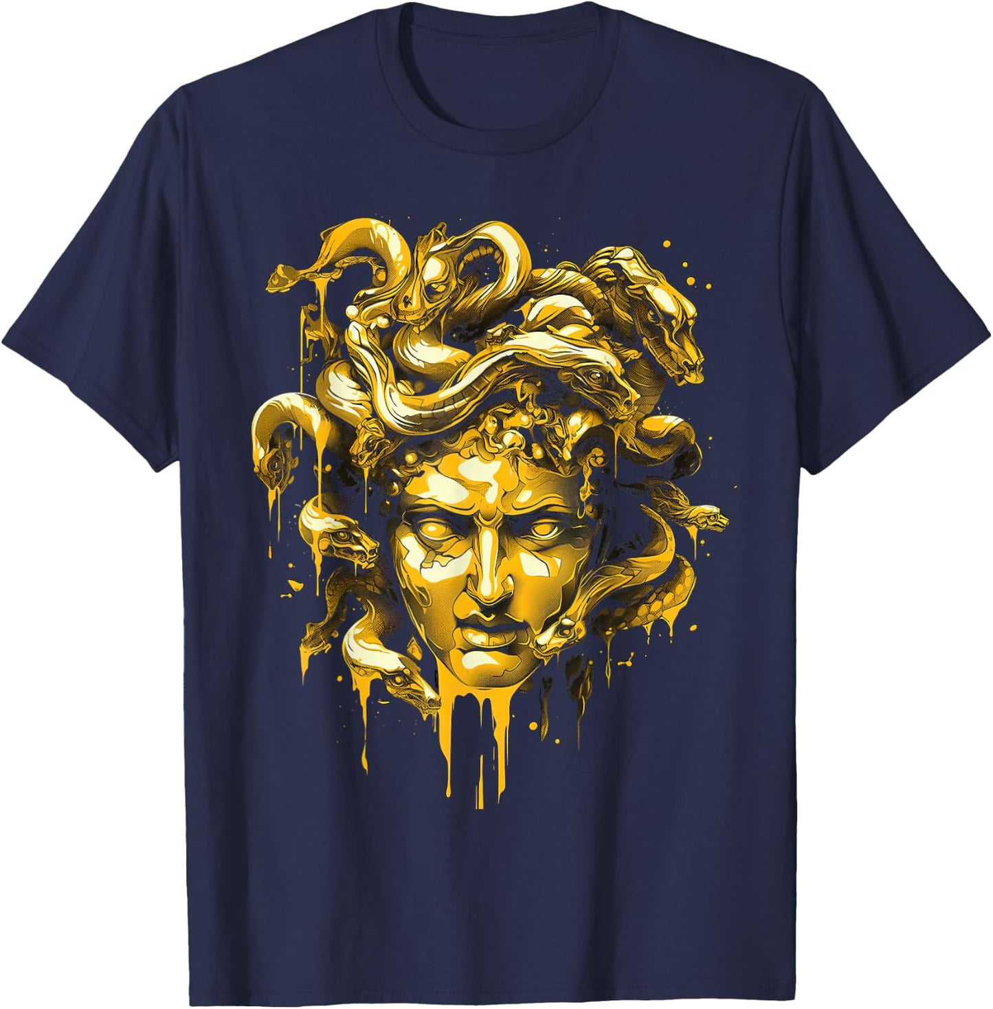 Medusa Head Greek Mythology Ancient Snake Hair T-Shirt - T-Shirt | Navy