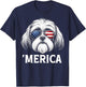 Patriotic Shih Tzu Dog 'Merica American Flag USA 4th of July T-Shirt - T-Shirt | Navy