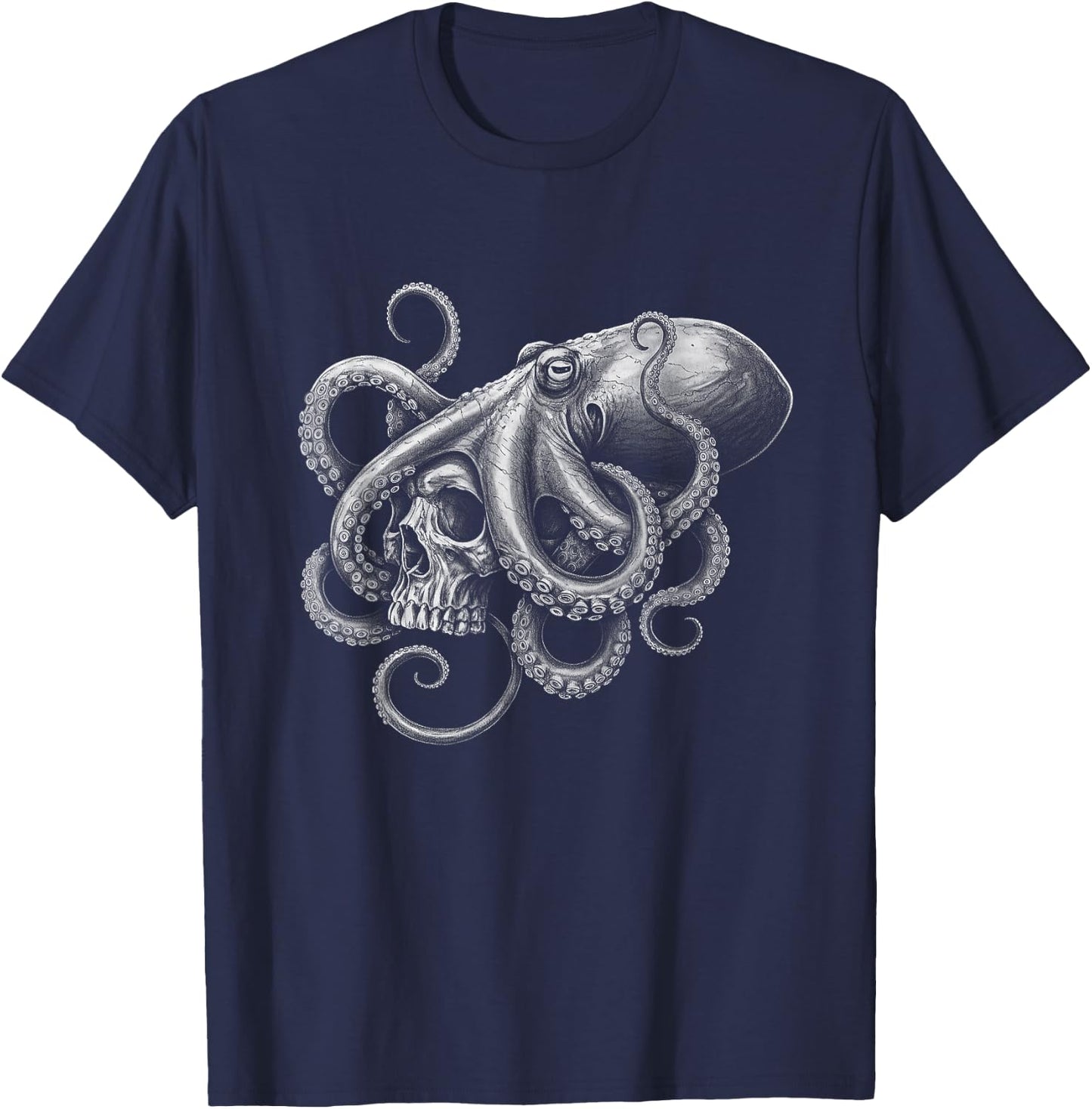 Octopus And Skull Lovers Design T-Shirt - T-Shirt | Navy