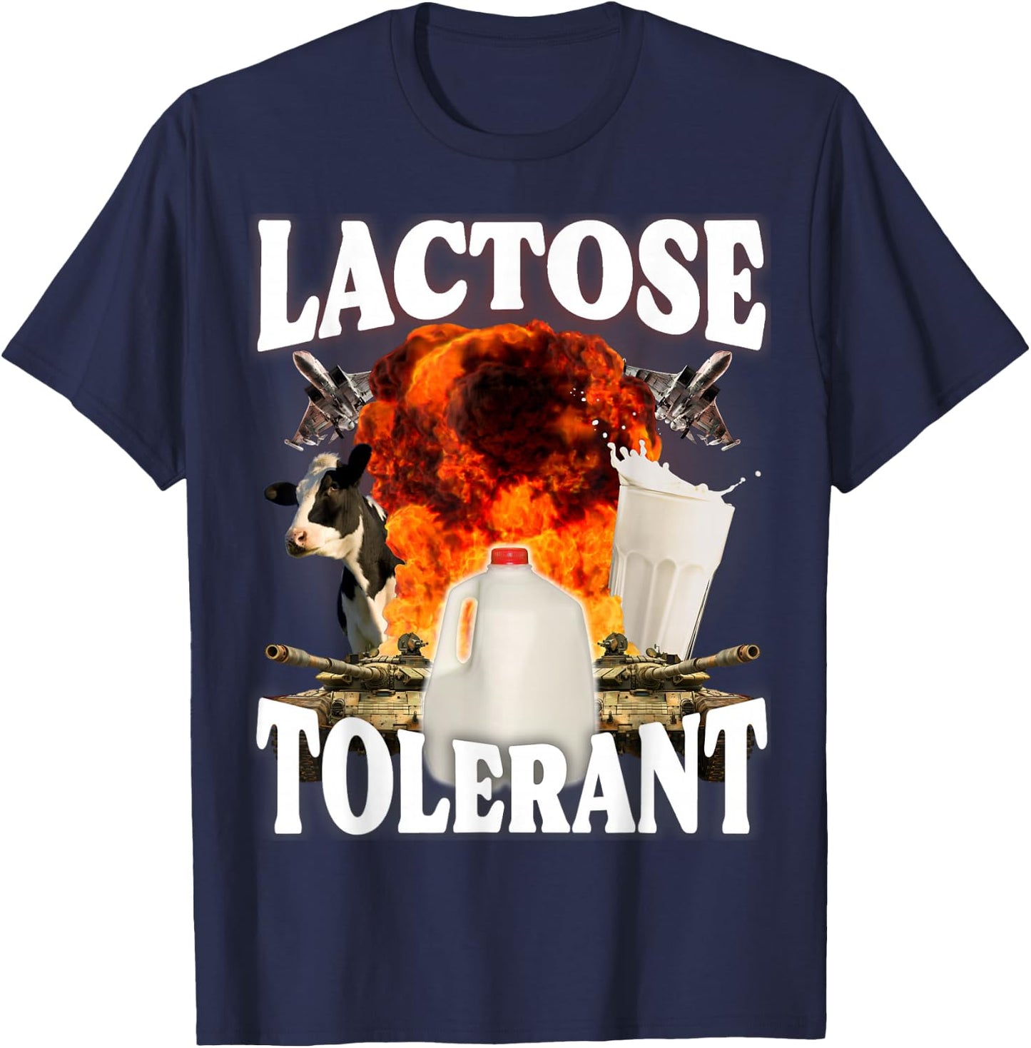 Lactose Tolerant , black T-Shirt - T-Shirt | Navy