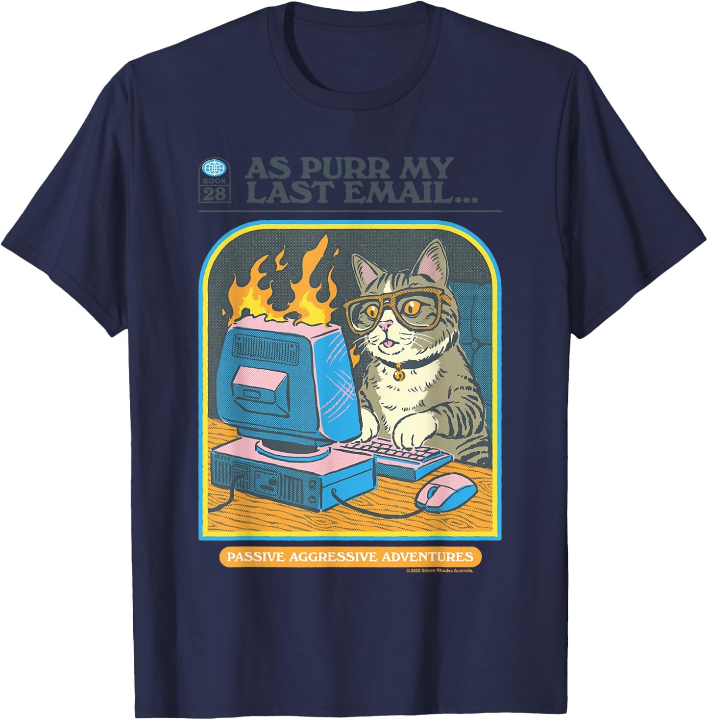My Last Email Cat Sarcastic Retro Funny Adult Work Humor T-Shirt - T-Shirt | Navy