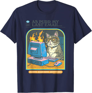 My Last Email Cat Sarcastic Retro Funny Adult Work Humor T-Shirt - T-Shirt | Navy