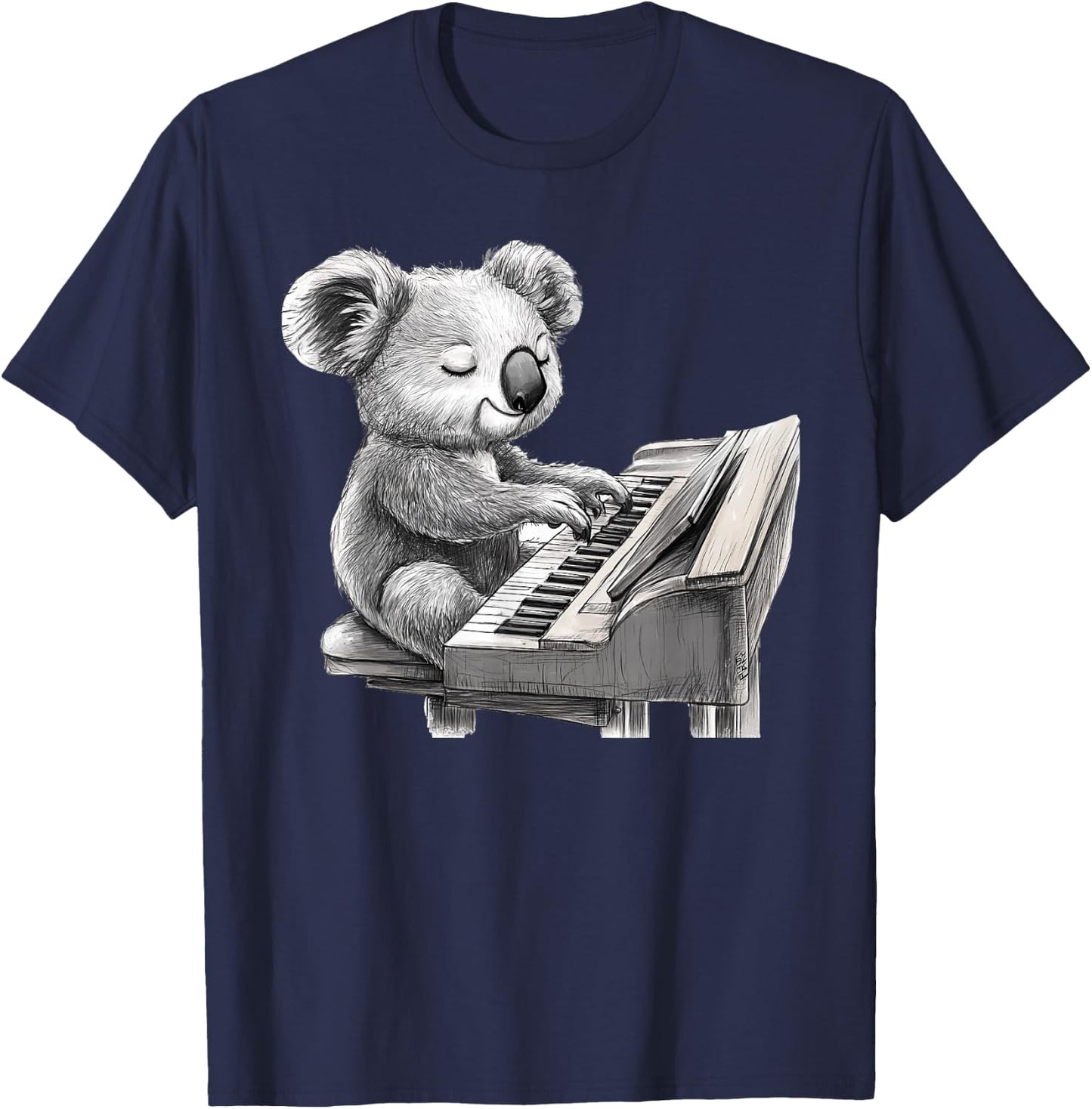 Cute Koala Bear Playing Piano Musician Music T-Shirt - T-Shirt | Navy