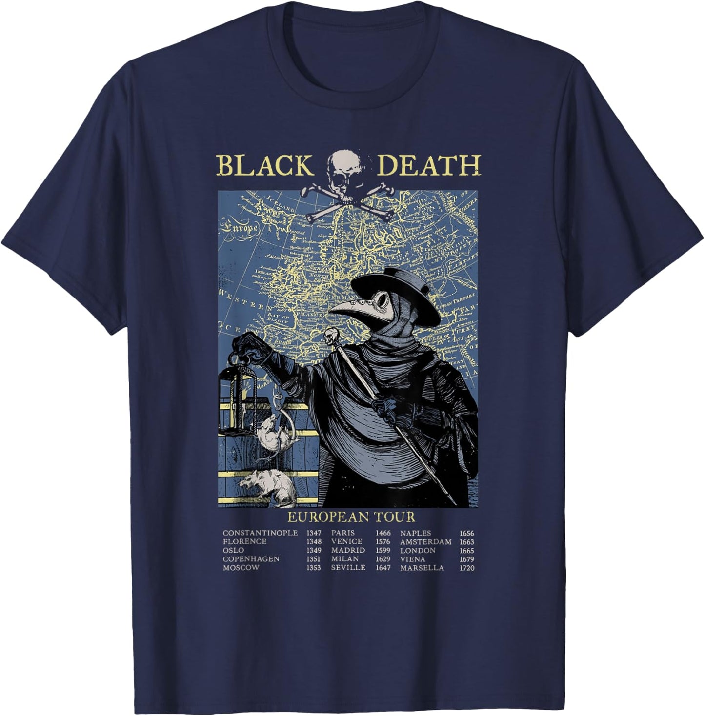 Pest Mask Doctor Plague Black Death European Tour , black T-Shirt - T-Shirt | Navy