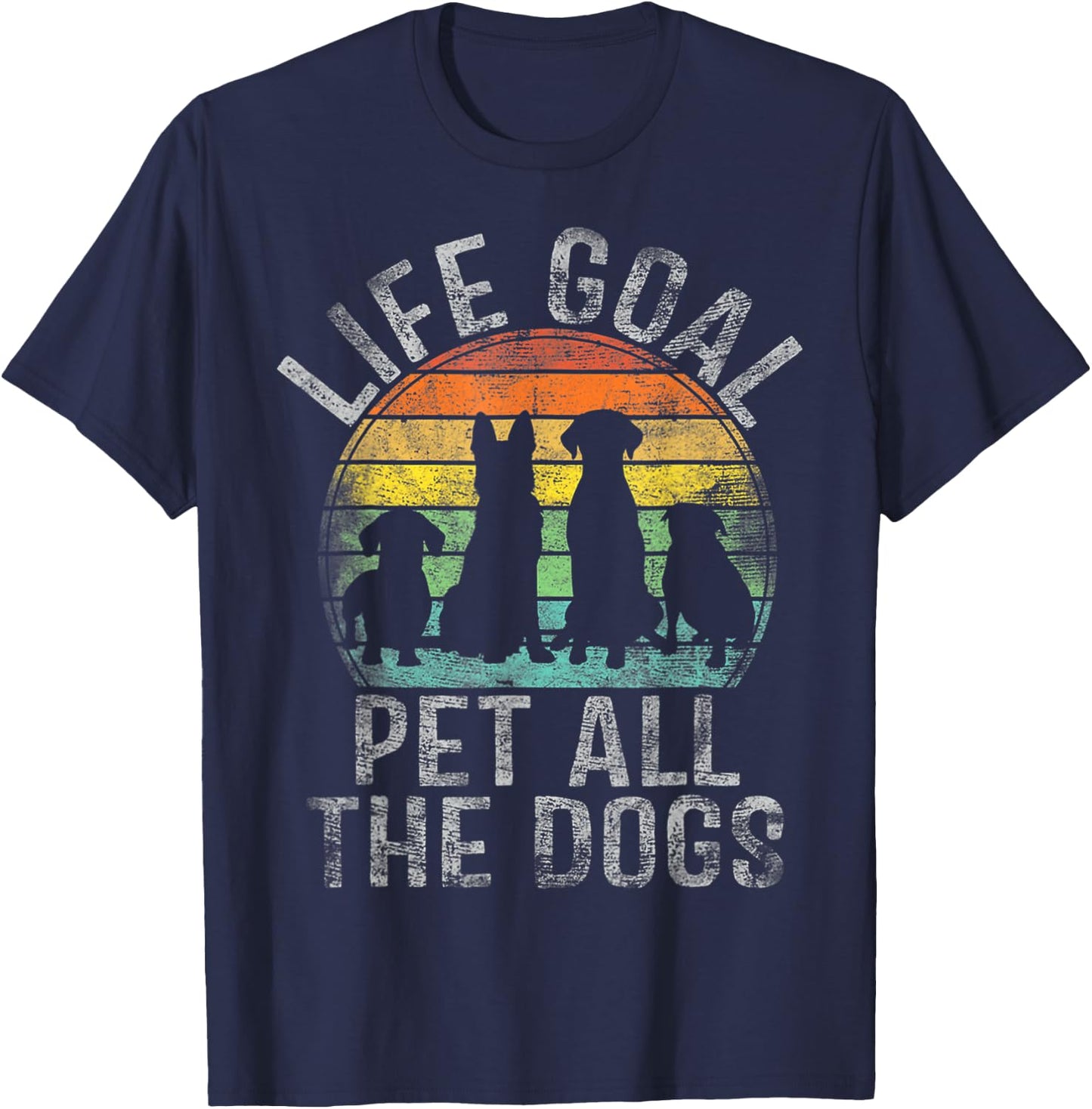 Life Goal Pet All The Dogs Kids Funny Dog T-Shirt - T-Shirt | Navy