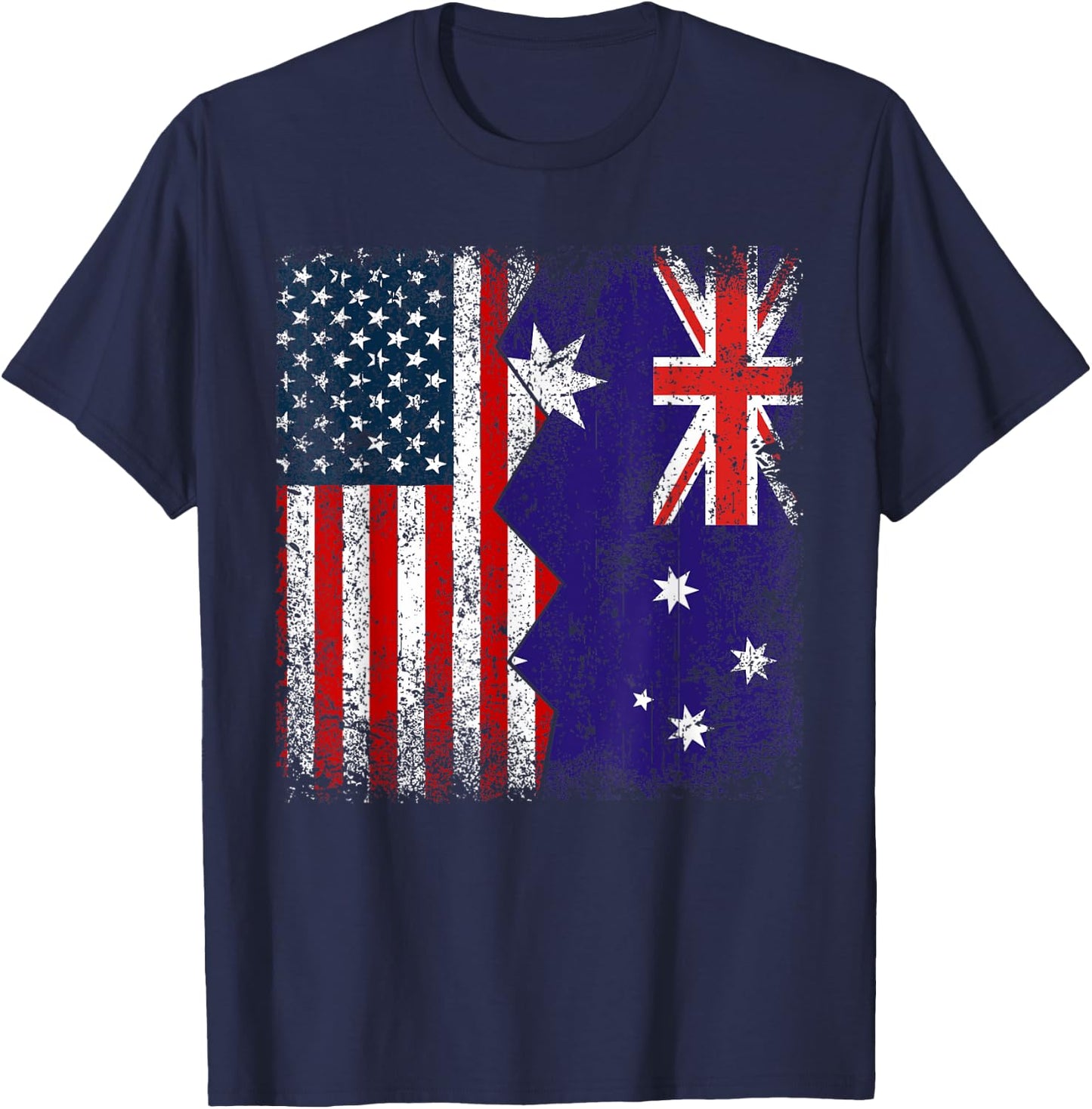 Australian Roots | Half American Flags | America Australia T-Shirt - T-Shirt | Navy