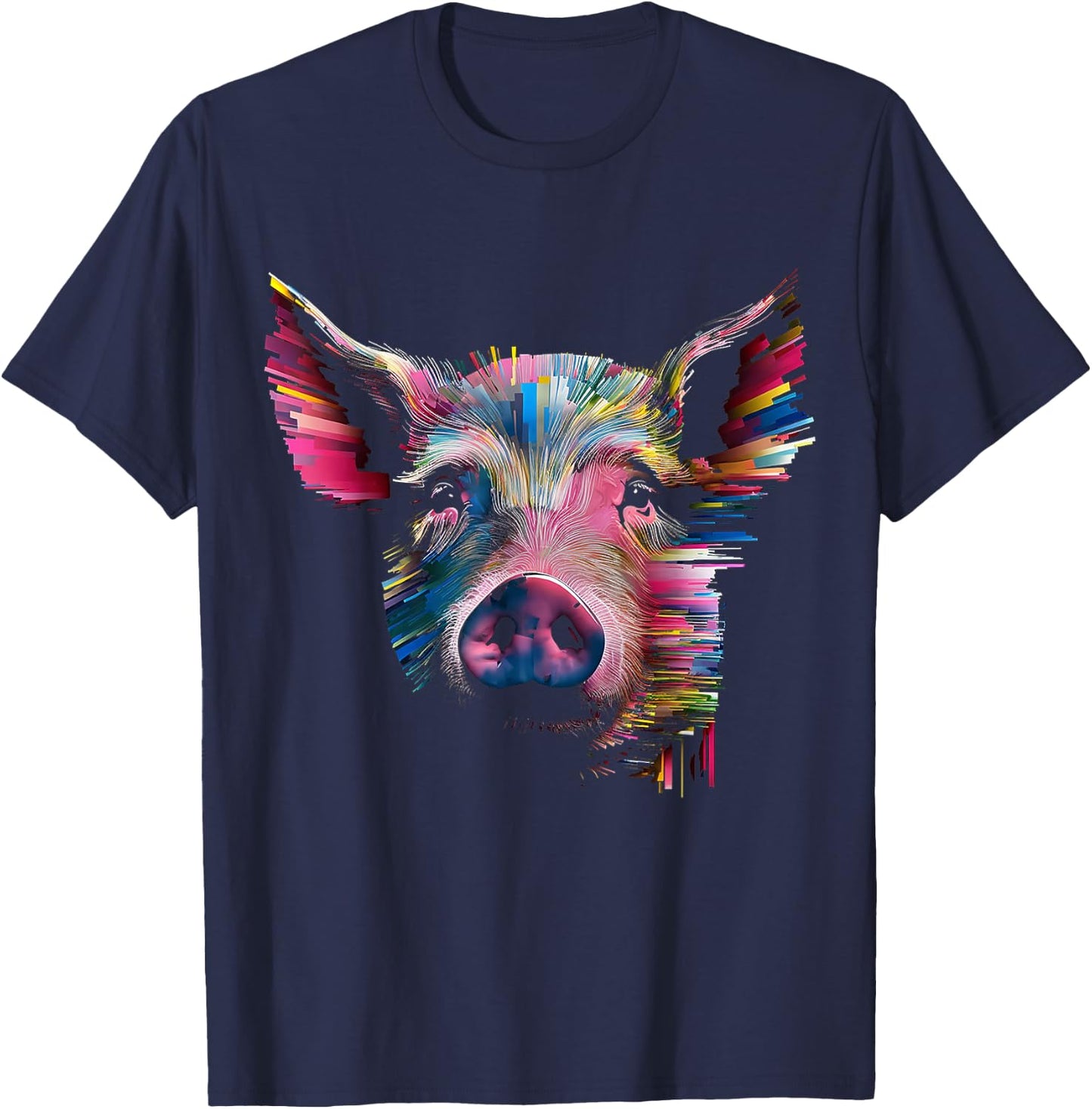 Pig Abstract Geometric Animal Colorful Art Graphic Pig T-Shirt - T-Shirt | Navy