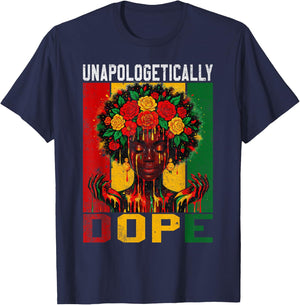 Unapologetically Dope Juneteenth Black Queen Women Girls T-Shirt - T-Shirt | Navy