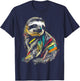 Sloth Colorful Drawing Animal Art Graphic Sloth T-Shirt - T-Shirt | Navy