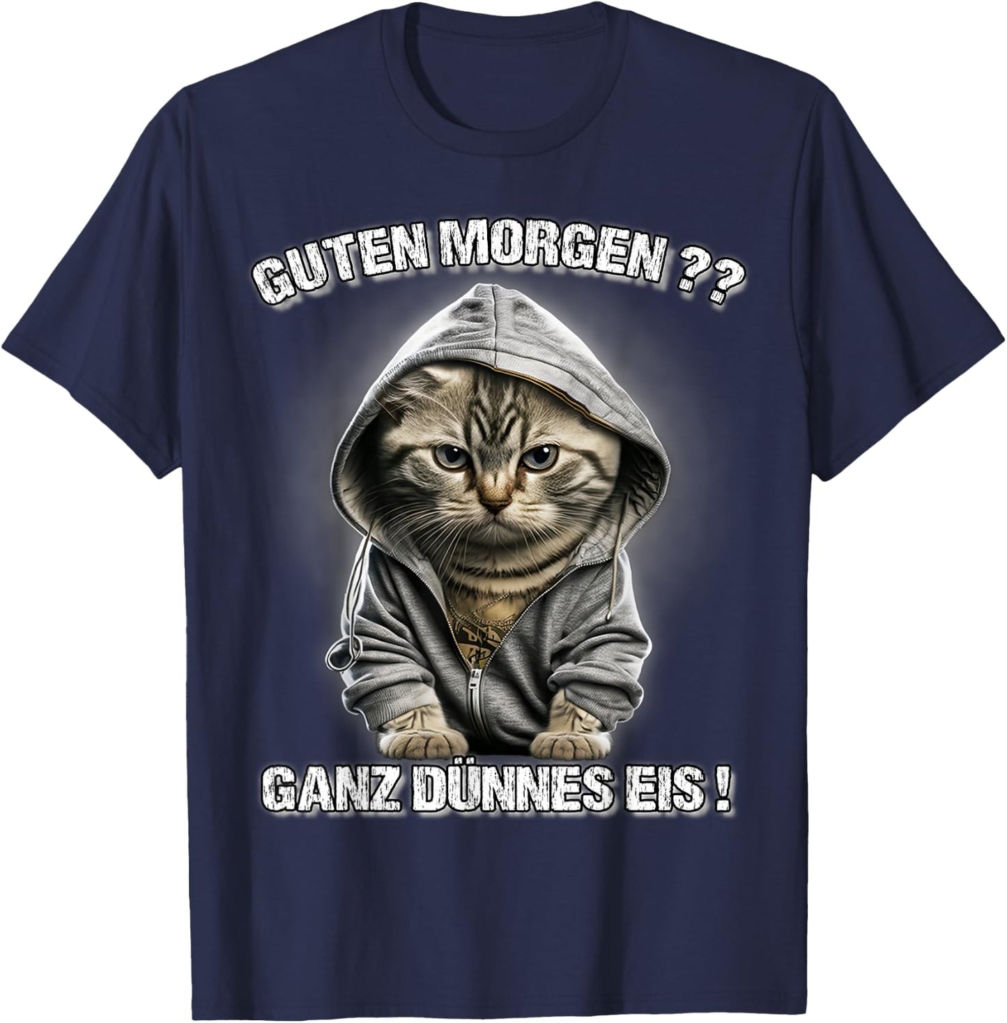 Guten Morgen? Ganz Dünnes Eis! Funny Cats Coffee , black T-Shirt - T-Shirt | Navy
