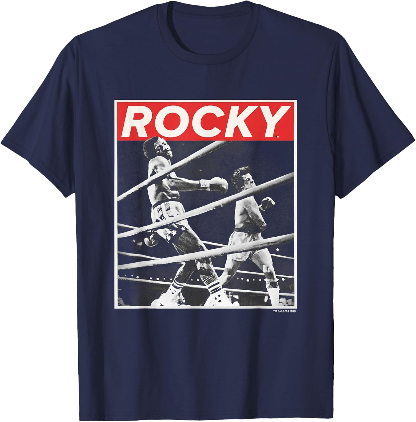 Rocky Savage Punch Apollo Creed Fight Vintage Panel , Black, S T-Shirt - T-Shirt | Navy