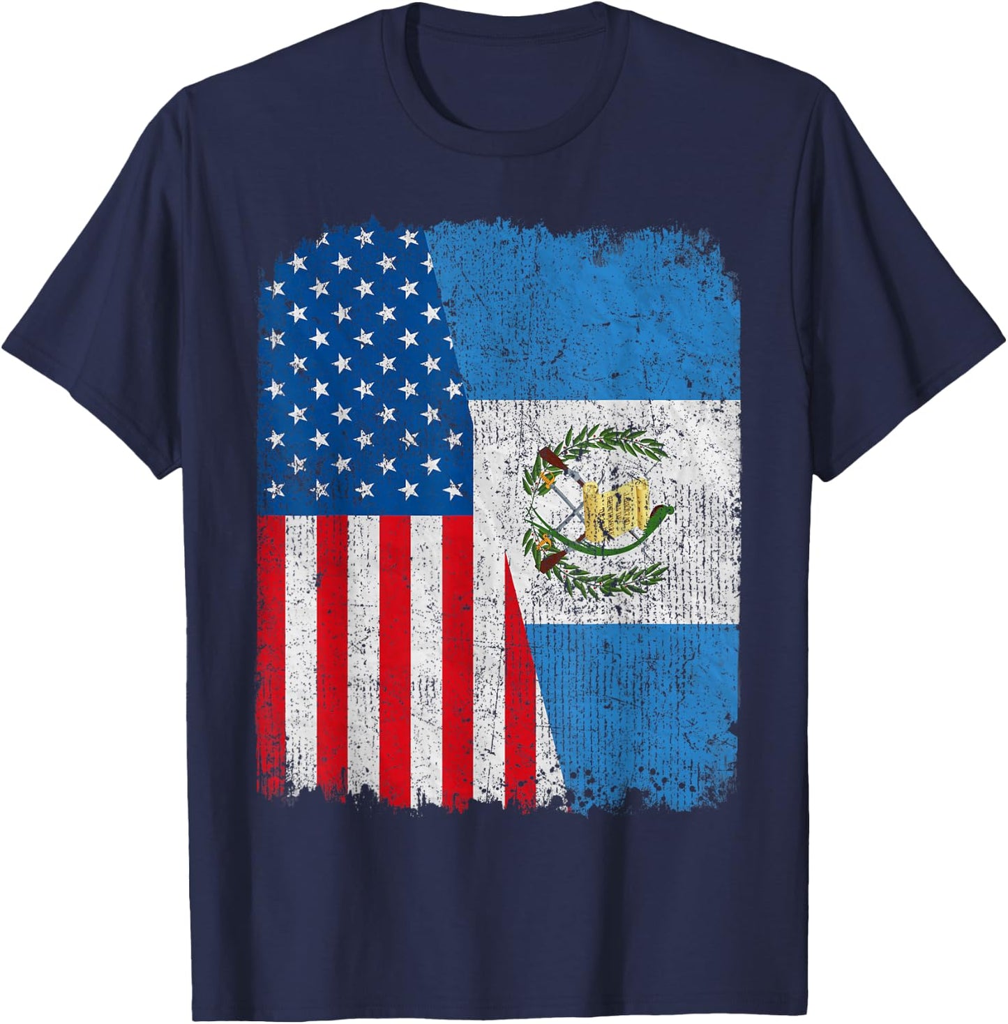 Guatemalan American Flag Half USA Guatemala Root Proud T-Shirt - T-Shirt | Navy