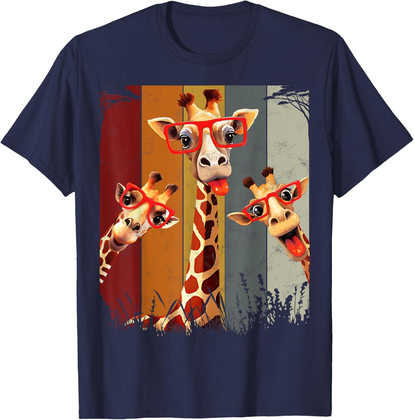Funny Safari Animal Giraffe Shirt African T-Shirt - T-Shirt | Navy