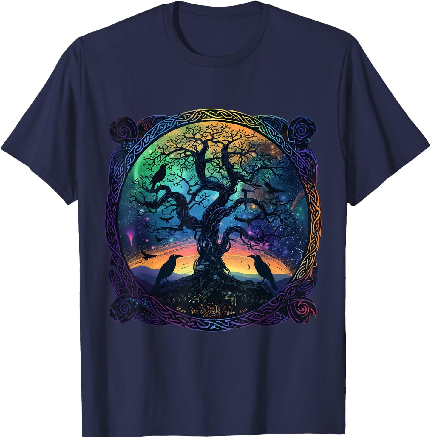 Hugin & Munin Raben Odins Wikinger Baum des Lebens T-Shirt - T-Shirt | Navy
