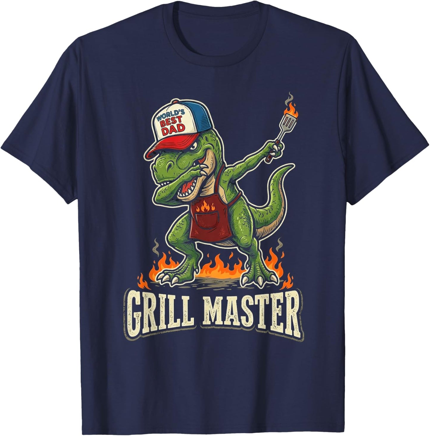 Funny Dinosaur BBQ Grilling Dad Father's Day Summer Cookout T-Shirt - T-Shirt | Navy