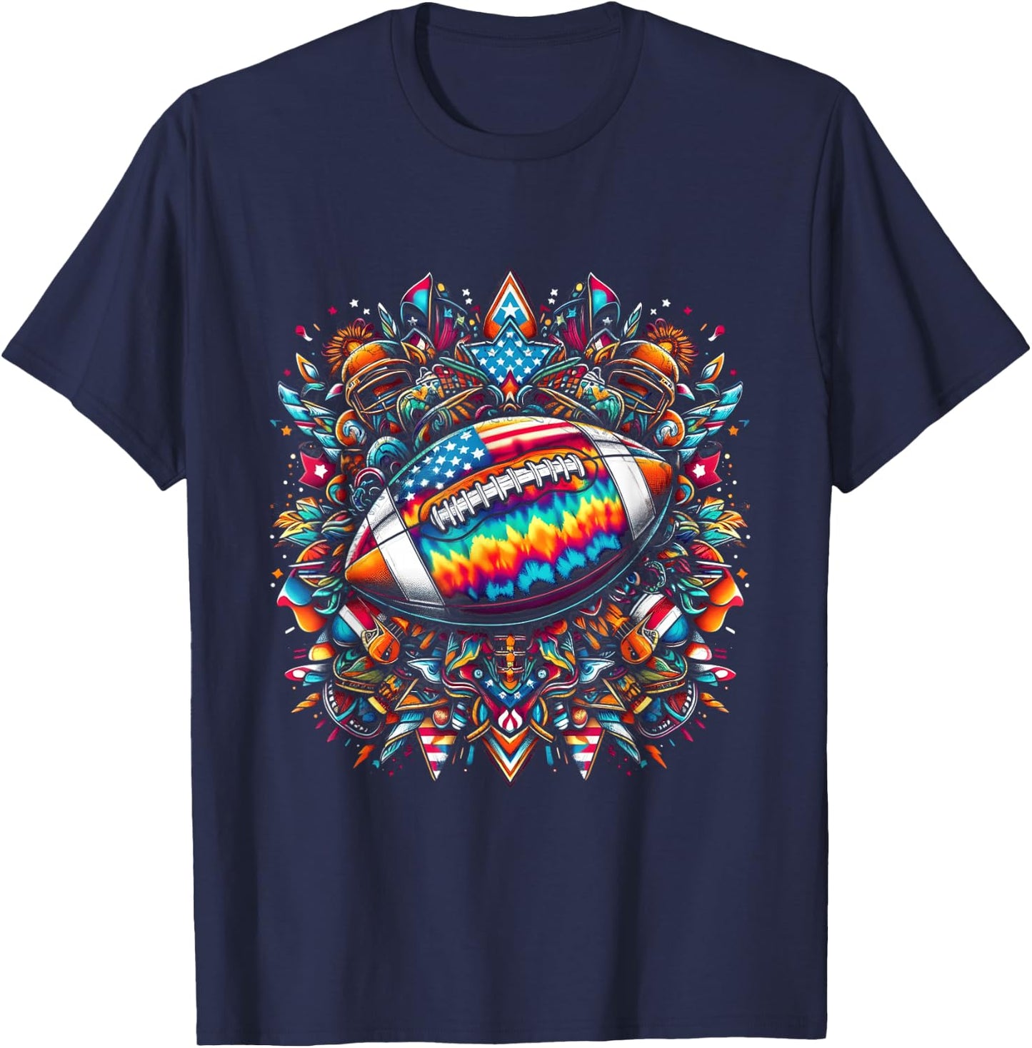 Tie-Dye American Football T-Shirt - T-Shirt | Navy