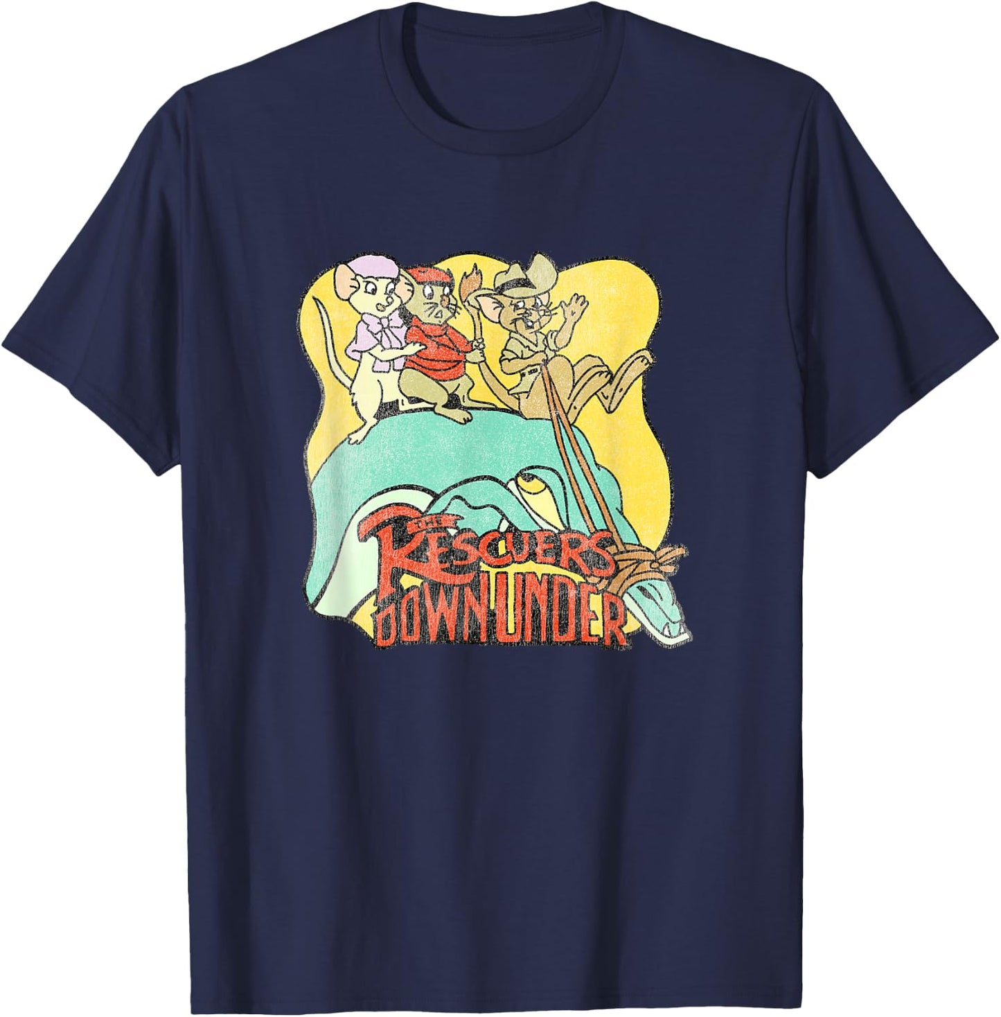 Disney The Rescuers Down Under Vintage Retro Lizard Ride T-Shirt - T-Shirt | Navy