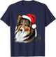 Xmas Shetland Sheepdog Santa on Christmas Sheltie Men Women Kids T-Shirt - T-Shirt | Navy