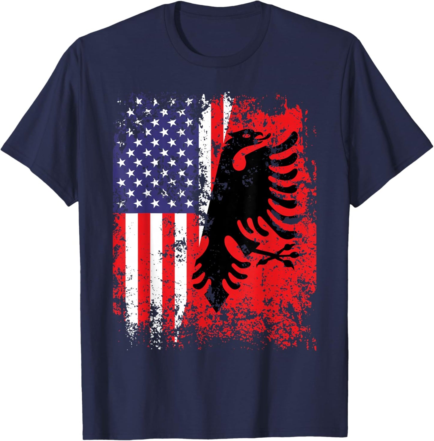 Albanian American Flag USA Albania Flag T-Shirt - T-Shirt | Navy