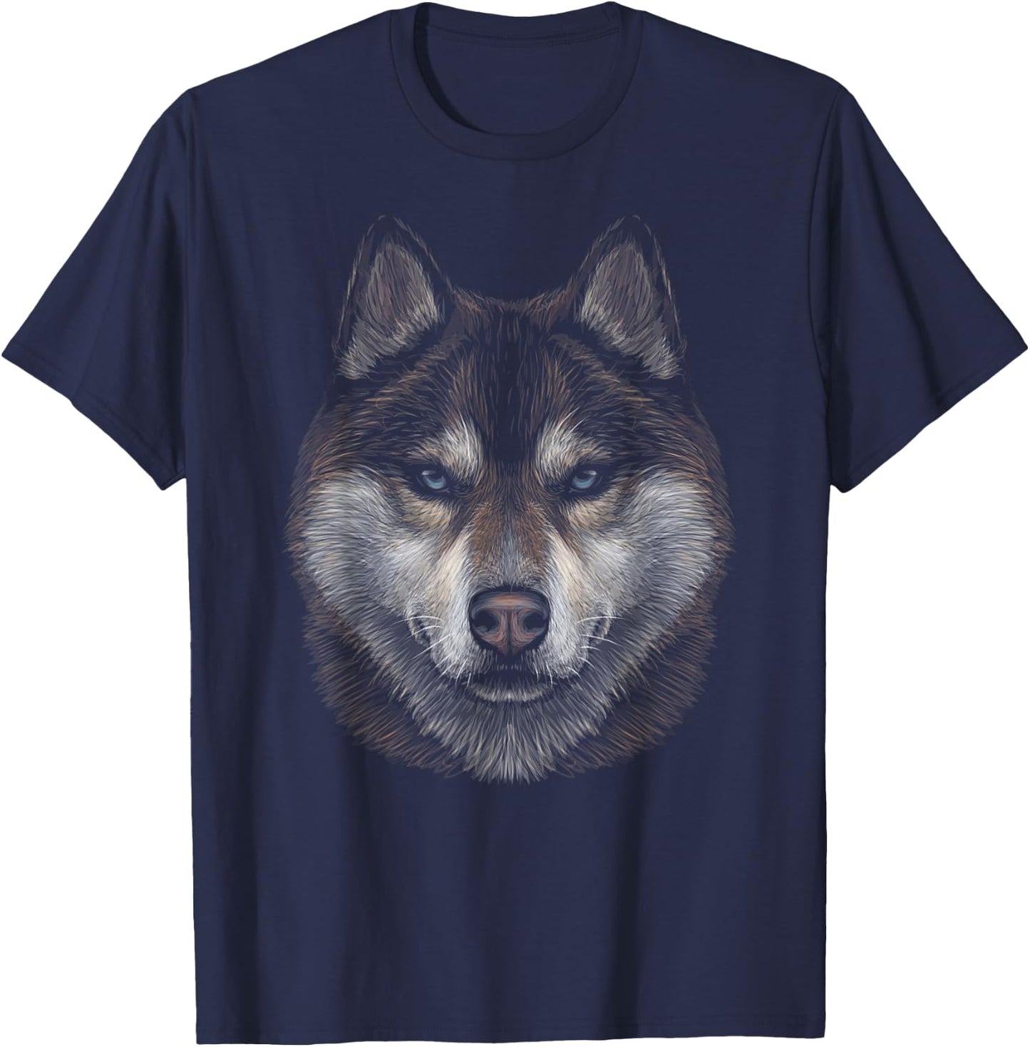 Siberian Husky brown furs blue eyes head art face lovers dog Men Women Kids T-Shirt - T-Shirt | Navy