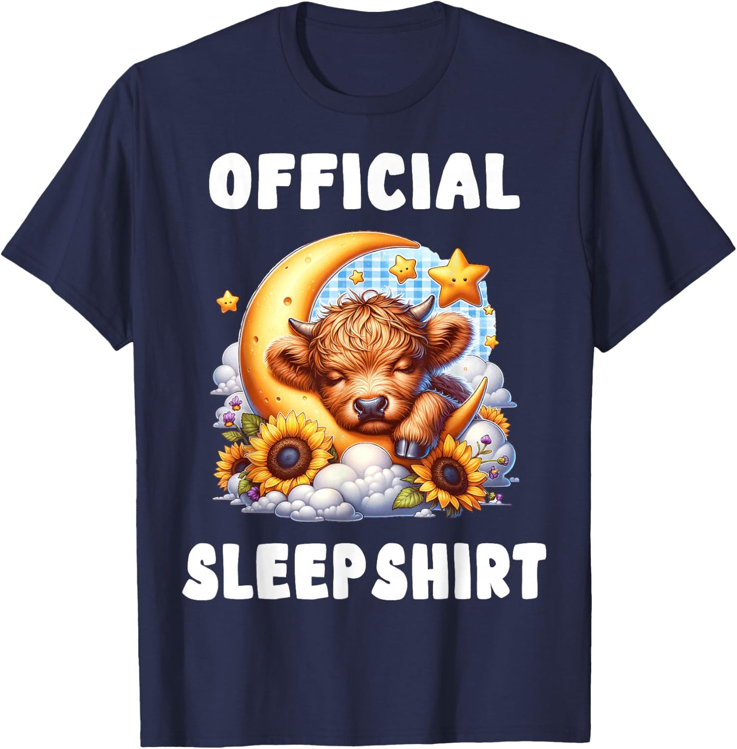 Highland_cow - Official Sleepshirt Pajamas Nightgown T-Shirt - T-Shirt | Navy