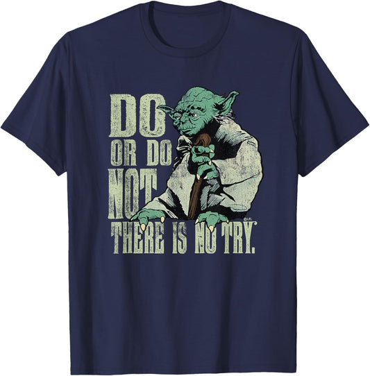 Star Wars Yoda Do or Do Not There is No Try Vintage Style , black T-Shirt - T-Shirt | Navy