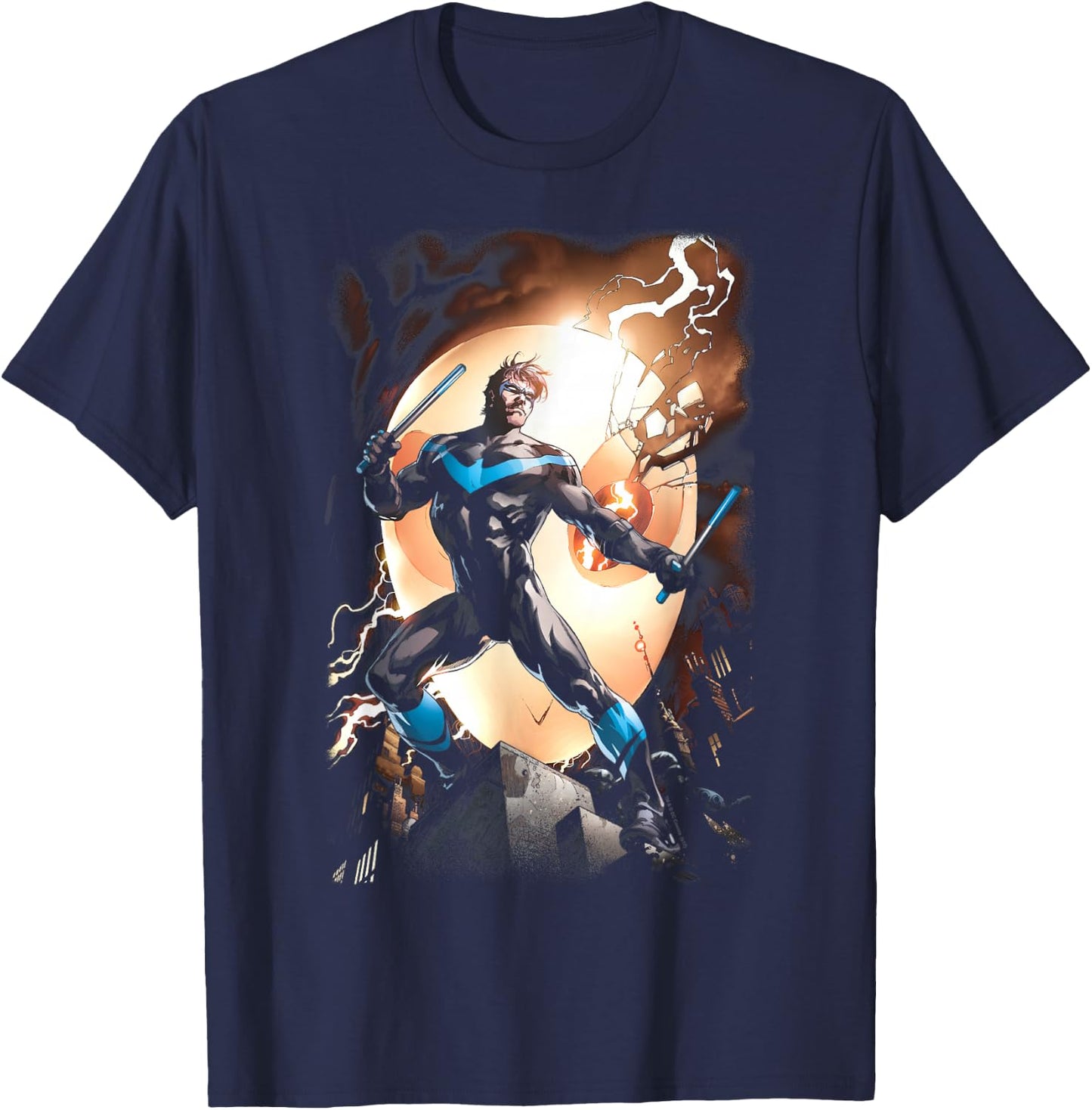 Batman Nightwing Against Owls T-Shirt - T-Shirt | Navy