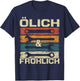 Lustige Werkstatt Geschenke Kfz Mechaniker Ölich aber fröhlich , Herren, Damen, Schwarz, Multicolored, S, EU 38/39, Kurzarm, Retro-Design, Mischgewebe T-Shirt - T-Shirt | Navy