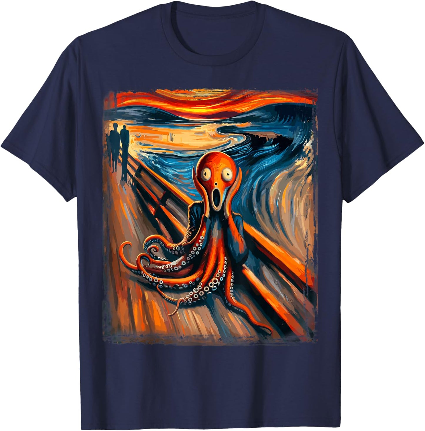 Scream Funny Ocean Surreal Artwork Humor Art Artsty Octopus T-Shirt - T-Shirt | Navy