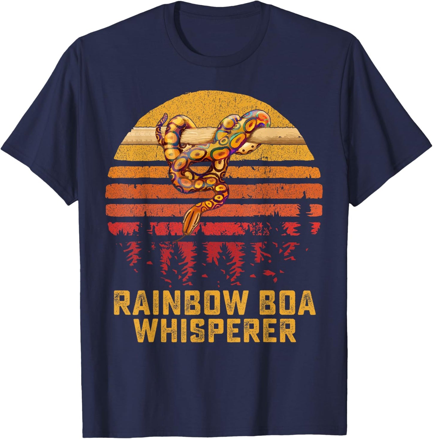 Rainbow Boa Whisperer Zoo Reptile Venom Snake T-Shirt - T-Shirt | Navy